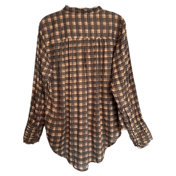 Free People FP One Plaid  Miles Tuxedo Shirt Tunic Flowy Women's Size Small READ - Picture 5 of 16